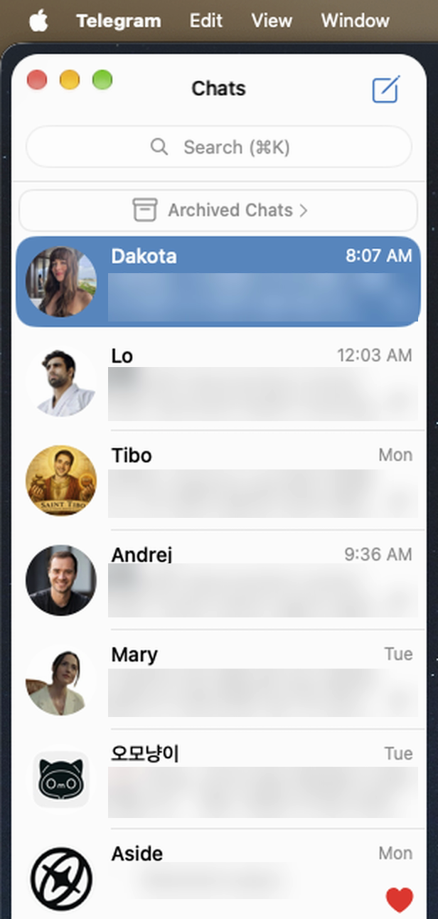 Telegram chats with personal agents